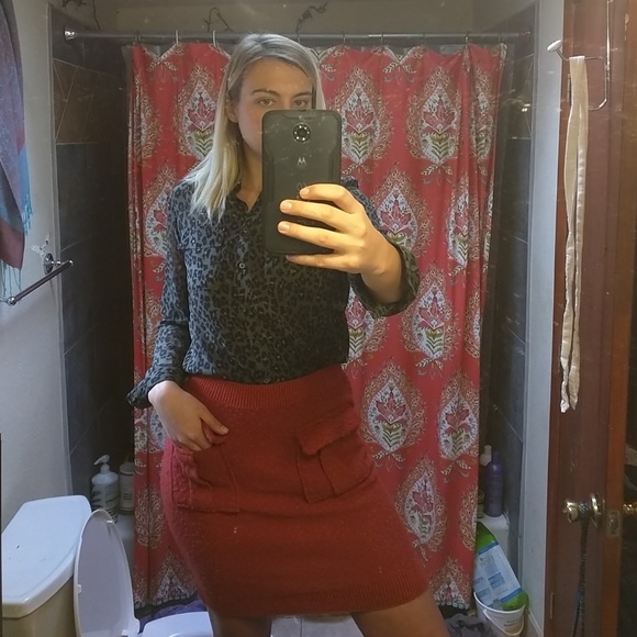 Anthropologie Moth Burnt Orange Textured Skirt - Picture 7 of 8